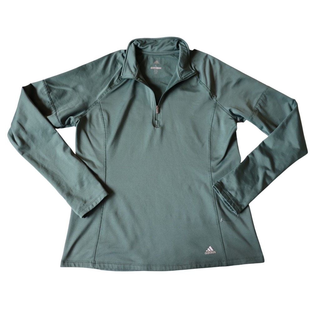 Adidas Golf Womens Sage Green Quarter Zip Pullover Performance Sweatshirt L